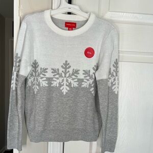 Girls' Gray and White Snowflake Sweater